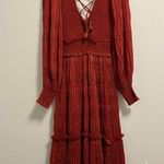 SEA New York Pasha Pleated Smocked Midi Dress in Rust size XS Photo 8