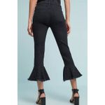 Anthropologie  Pilcro Embellished Slim Flounced Flare Crop Jeans Washed Black Photo 2