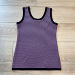 Misook  Vintage Pink Black Striped Acrylic Crew Neck Sleeveless Tank Top Size S Photo 4