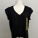 Three Dots Top Gauze Lightweight Boxy V Neck Travel Capsule Wardrobe Beach Black Photo 0