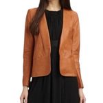 Theory Camel Tan Lamb Leather Frima Jacket Blazer size 4 Photo 1