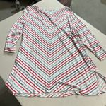 J.Jill Chevron Striped White Red Blue Crewneck Tunic T-Shirt Size Medium Petite Photo 1