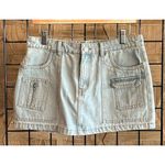 REWASH  Womens Jean Skirt 28 Light Wash Mini Denim Utility Y2K Zip Fly Photo 0