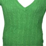 American Eagle Kelly Green V-Neck Cable Knit Sweater Large Vintage Fit Photo 4