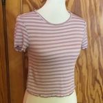 Live in the Moment Pink Striped Baby Doll Cropped T Shirt Photo 4