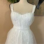 Lulus NWOT Ethereal Impression White Tulle Ruffled Bustier Midi Dress Photo 3