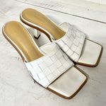 Tony Bianco Olivia Woven Sheep Nappa Leather Heeled Mule Sandals White Women 6.5 Photo 2