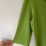 Eileen Fisher  Sz L Organic Cotton Green V Neck Elbow Sleeve Tee Shirt Pullover Photo 3