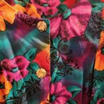 Vintage short sleeve floral tropical mod peplum pleated pin up retro dress Pink Photo 8