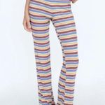 ZARA  Pants Womens Sz S Knit Striped Colorful Pull On Yellow Red Blue Ribbed Photo 2