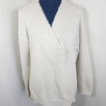 A New Day White Fuzzy Pullover V Neck Sweater Photo 0