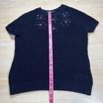 Brooks Brothers  Egyptian Cotton Embellished Knit Top Navy Blue Medium Photo 6