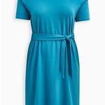 Torrid Teal Blue Off Shoulder French Terry T-Shirt Dress Sz.1 Photo 3