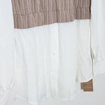 SheIn Khaki and White Layered Look Blouse NWT Size Large Khaki Textured Blouse Photo 3