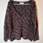 John + Jenn JOHN‎ + JENN Oversized Textured V-Neck Sweater Size Large Cozy Knit Pink Gray Photo 0