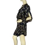 ALC Frank A.L.C. SILK “RORY” PALM LEAF PRINT BLACK & BROWN PLEATED SPLIT SLEEVE DRESS (2) Photo 5