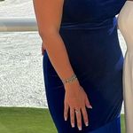 NWT Taylor Royal Blue Velvet Fringe Cowl Neck Dress, Sz 8 Size M Photo 8