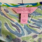 Lilly Pulitzer  Tunic Dress Blue Green Purple Abstract Print Roll Tab Sleeve L Photo 2