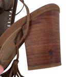 Five Worlds Marseilles Sandals Cocoa Size US 8 l Euro 38 Brown Peep Toe Lace Up Tassels Wooden Heel Photo 14