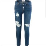 Free People  Raw Hem Button Fly Skinny Jeans in Blue Size 25‎ Photo 7