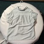 Velvet Heart Women’s White & Green Striped Button-Down Blouse Photo 1