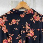 BP Brass Plum Button Front Shirt Womens Small Black Floral Polyester Wide Sleeve Size undefined Photo 5