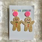 Christmas Gingerbread Man Drop Earrings Tan Photo 3