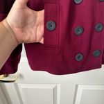 Mixit Coat Jacket Size L Burgundy Double Breasted Cropped Flare Cuff Photo 4