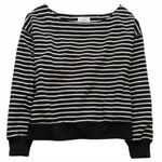 American Eagle AE Off The Shoulder Sweatshirt Black White Striped NWT Size Small Photo 3