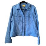 Elie Tahari Elie by 100% Linen raw hem jean jacket cornflower XL casual elegance Photo 0