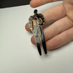 Laurel Burch Shaman Brooch Pin Gold Tone Black Red Enamel Tribal Photo 9