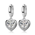 925 Silver Plated AAA Cubic Zirconia Love Heart Dangle Drop Earrings for Women Photo 0