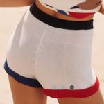Anthropologie  ColorBlock Cotton Blend High Waist Sweater Shorts Red White Blue M Photo 2