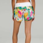 Lululemon  Speed Up Mid-Rise 4” Lined Shorts in No Limits White Multi Photo 1