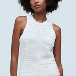 Madewell  Crochet-Knit Crewneck Sweater Sleeveless Tank in‎ Bright Ivory Sz L NEW Photo 0