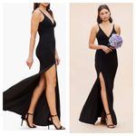 Dress the Population  Iris Slit Crepe Black Gown Maxi Dress Photo 7