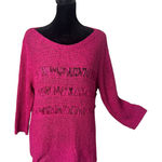 Chico's  2 Crochet Open Knit Sweater Top Textured Size M Bengali Pink Tessa Photo 0