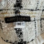 Alberto Makali Tweed Blazer Metallic Plaid White/Black Size Medium Photo 4