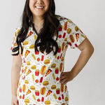 Little Sleepies Fast Foodie Print Bamboo Viscose Short Sleeve Pajama Top Small White Photo 0