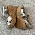 BORN Venetia Panna Cotta Metallic‎ Leather Cork Wedge Platform Sandals Size 6 Photo 7