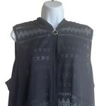 Croft & Barrow  Women Top XL Black Front Zip Beachy‎ Eyelet Cover Up Lightweight Photo 7