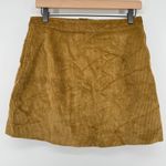 American Apparel Button Front Corduroy Mini Skirt Camel Tan Women L USA Made Photo 1