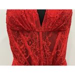 Sherri Hill 56134 Red Lace Halter Gown Sz 14 Photo 1