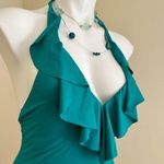 Ralph Lauren Emerald Blue One piece, bathingsuit low V-cut neckline Ruffles SZ 6 Photo 3