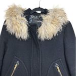 J.Crew Stadium Cloth Nello Gori Chateau Parka Wool Coat Hooded Black Women’s 6 Photo 2