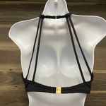 Kenneth Cole Black High Neck Bikini Top Gold Metal Button Detail Size Large Photo 5