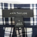 Ann Taylor Cotton Cropped Navy and White Gingham Plaid Straight Leg Pants Size 6 Photo 5