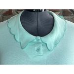 polo shirt scalloped collar aqua pastel sweet Green Size L Photo 2