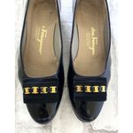 Salvatore Ferragamo Italian Patent Black Bow Accents Pumps Shoes Elegant Sz 6 C Photo 8