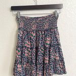American Eagle  Womens Skirt Blue Pink Floral Tiered Smocked Waist Size Small Photo 1